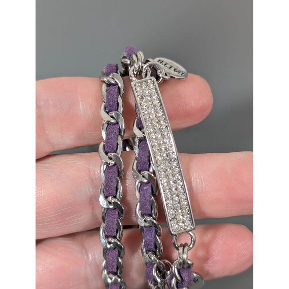 Premier Designs Wrap Bracelet Purple Woven Chain Love Hope Faith Charm22" - Picture 3 of 6